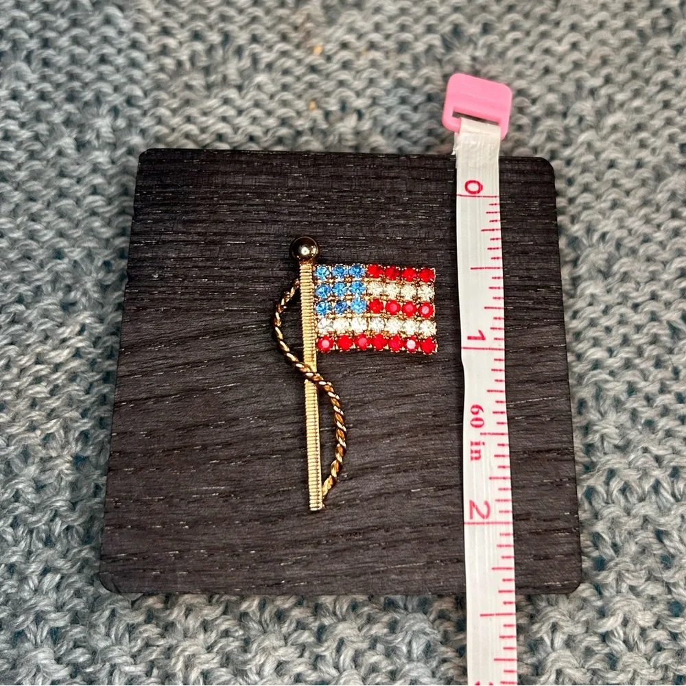 3/$20 American Flag Brooch with Rhinestones - Picture 2 of 3